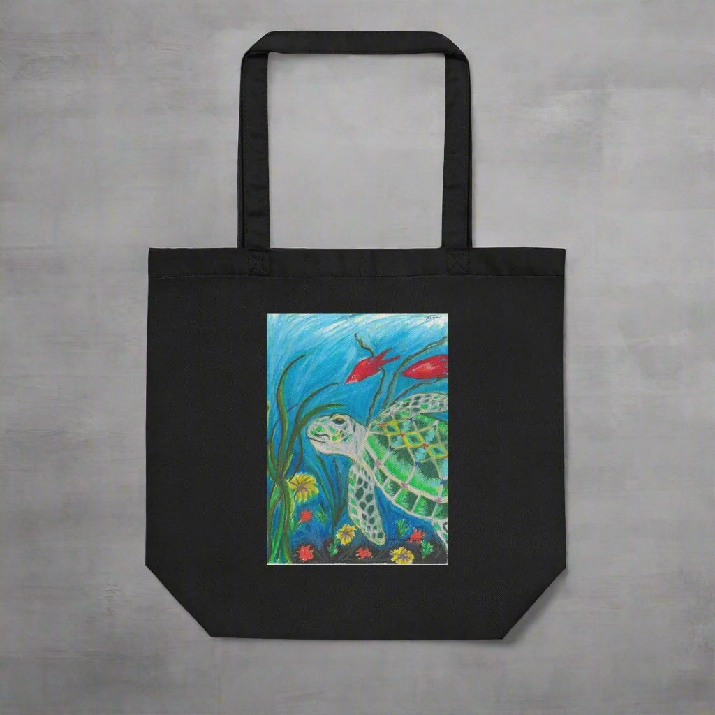 Turtle Drawing Organic Tote Bag