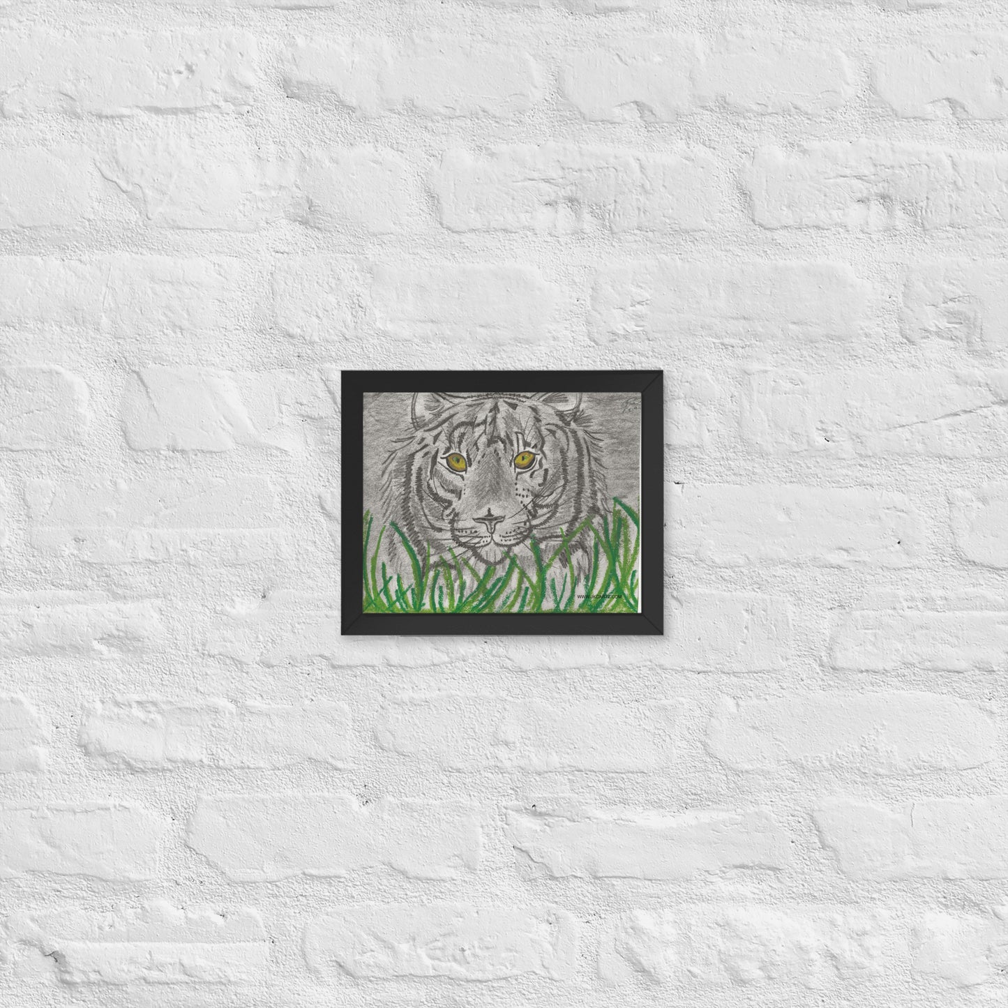 Tiger In Grass Jkc Artz Gallery Framed Poster