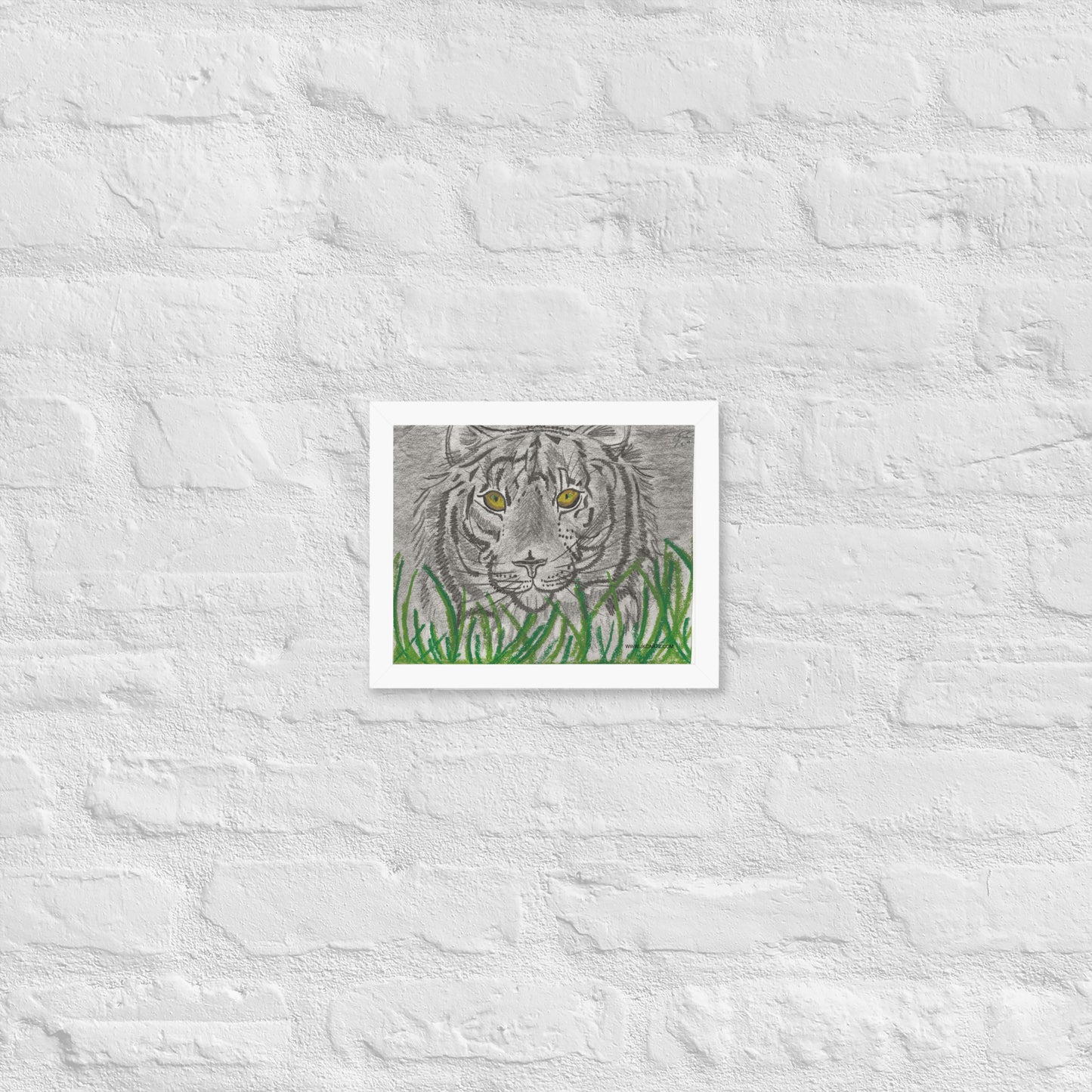 Tiger In Grass Jkc Artz Gallery Framed Poster
