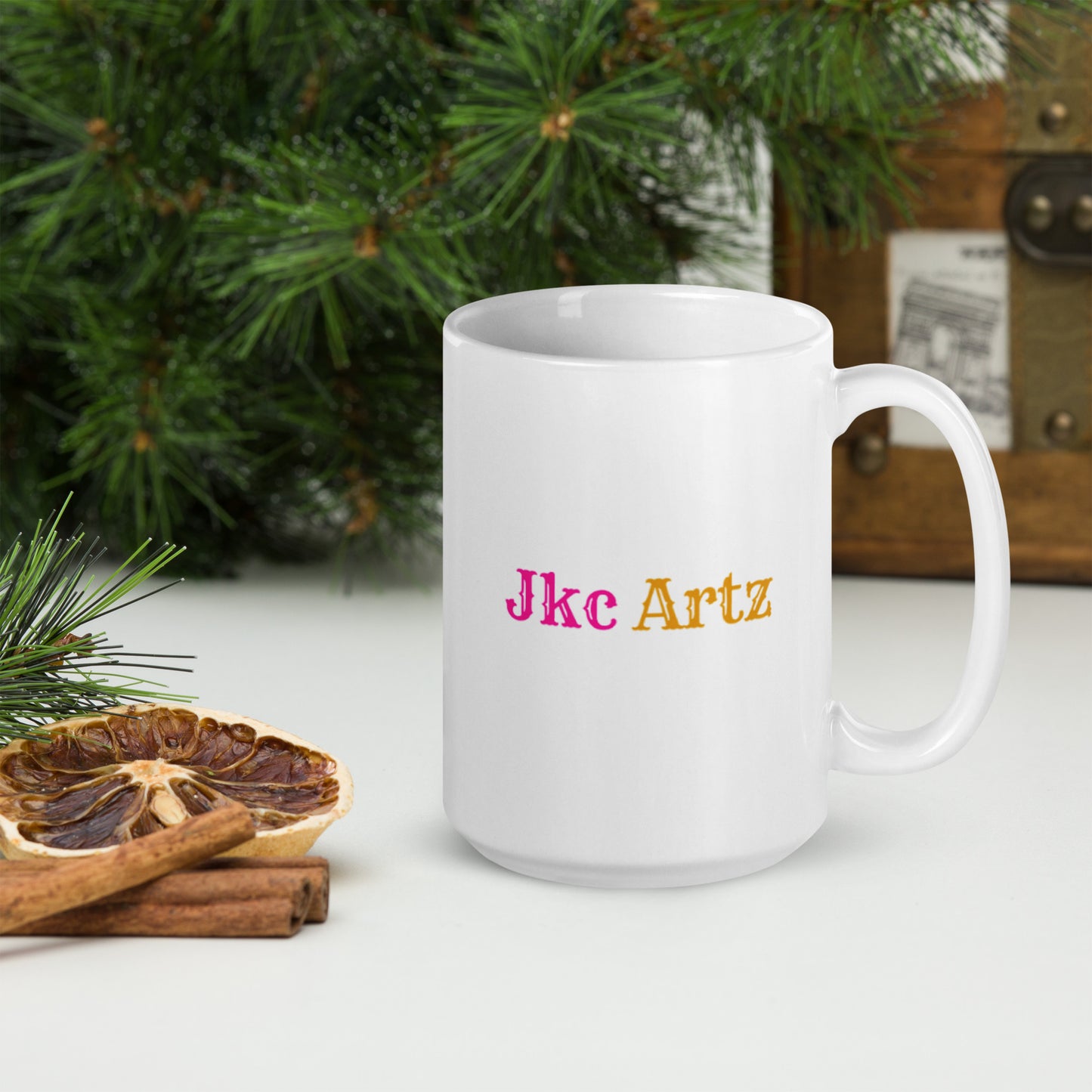 Jkc Artz Logo White Glossy Mug