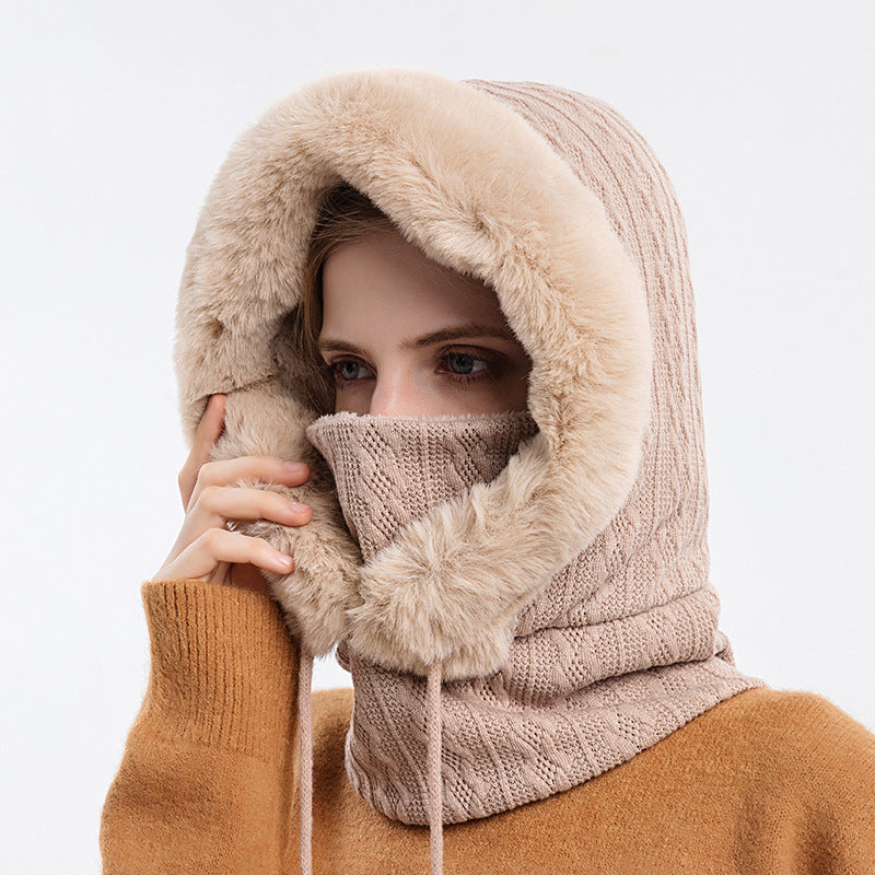 Winter Thick Plush Hoodie Hat