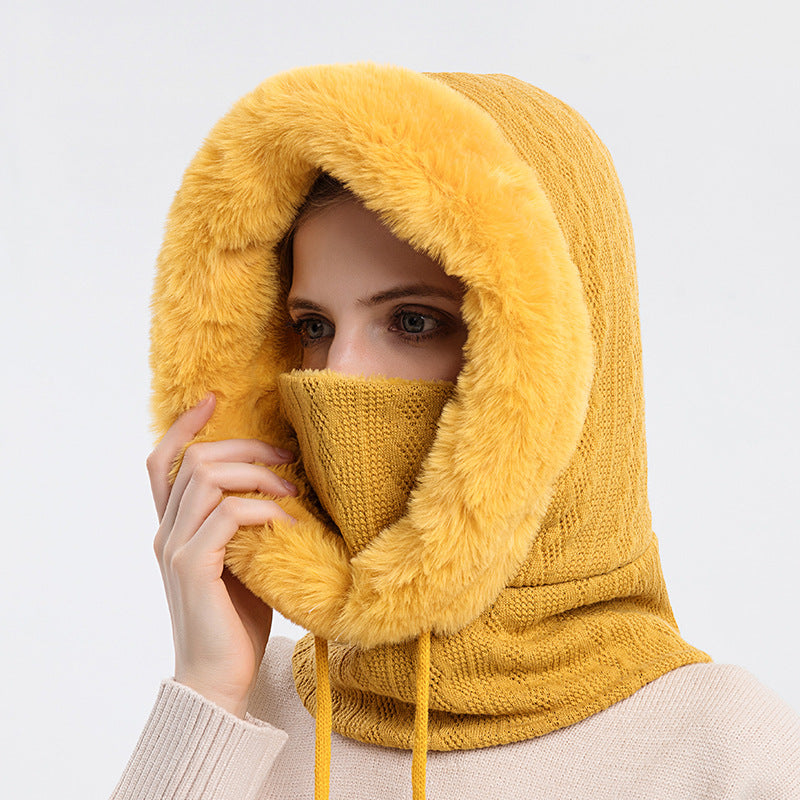 Winter Thick Plush Hoodie Hat