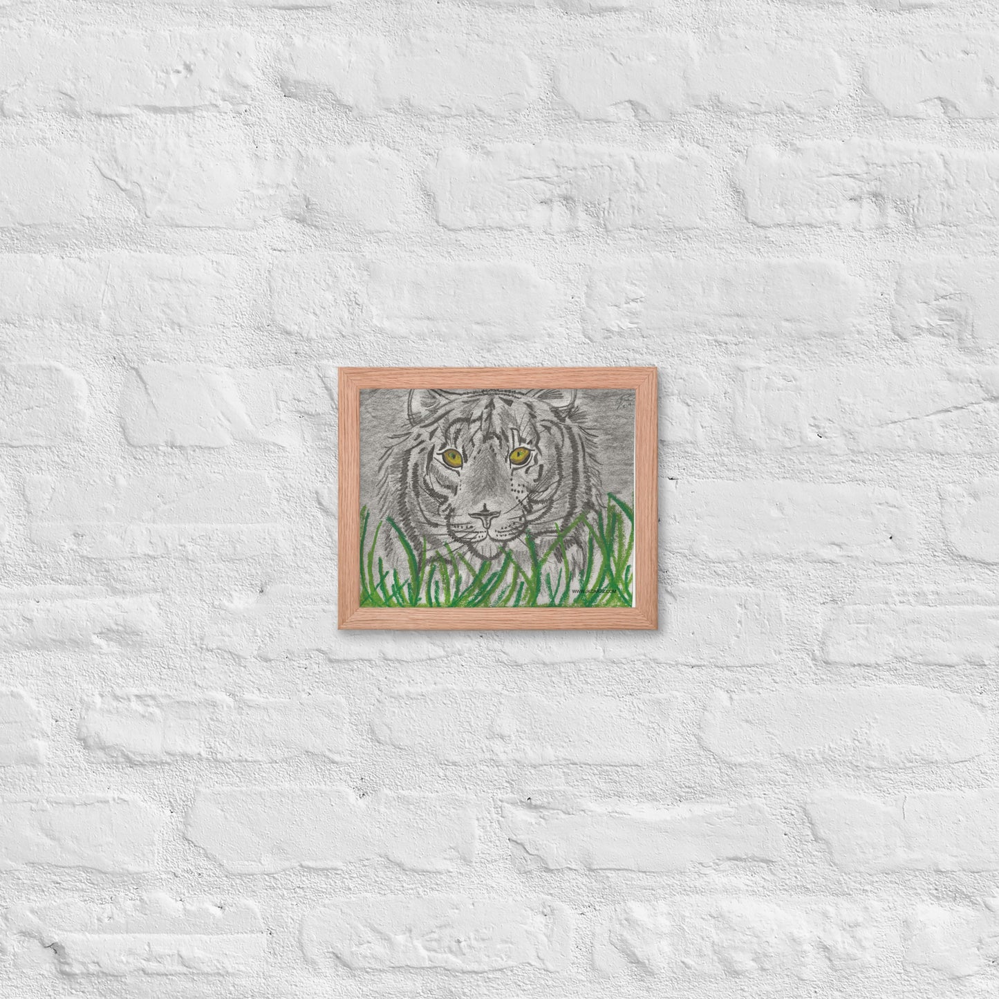 Tiger In Grass Jkc Artz Gallery Framed Poster